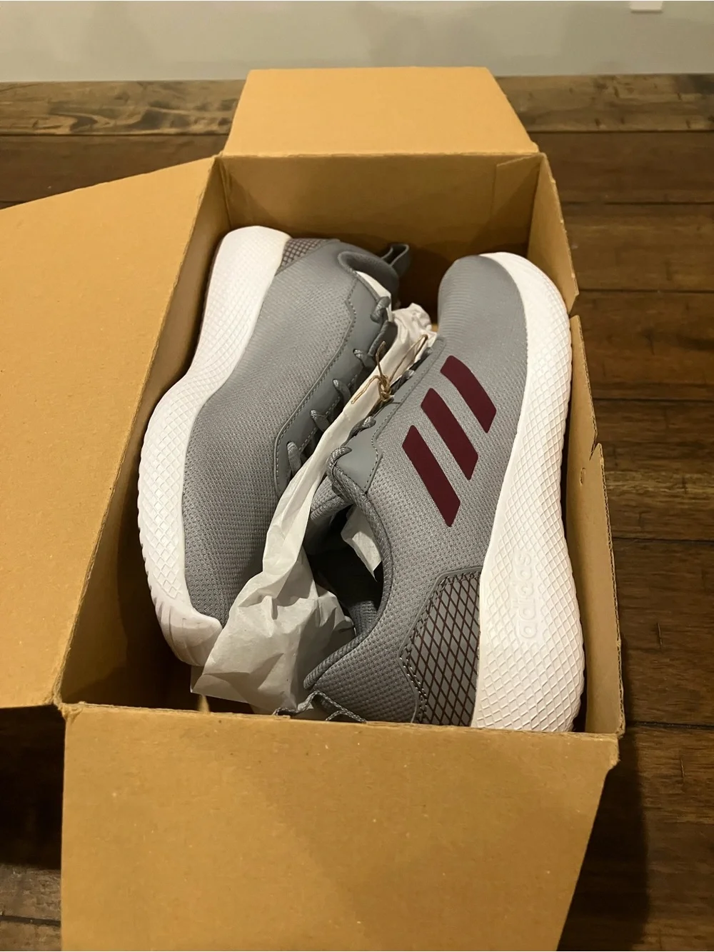 Men's Adidas Impulse Gray Athletic Sneakers with Maroon Stripes Sz 8.5